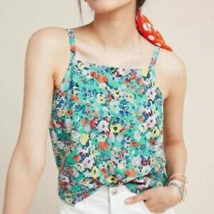 Anthropologie x Maeve Quinn Textured Cami Floral print Kwlly green Boho 8